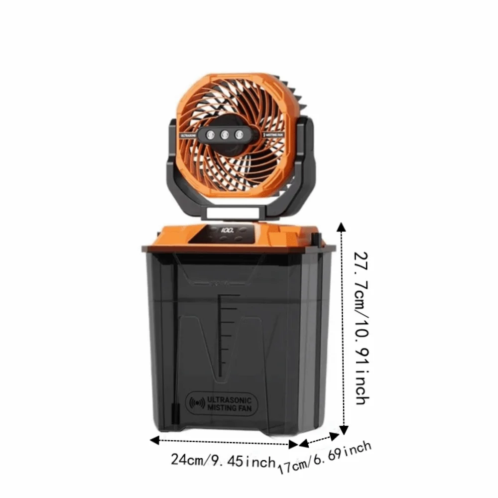 Large Water Tank Spray Camping Fan Remote Control with Scale Sticker Cool Misting Fan Portable LED Lights Outdoor Electric Fan view 6