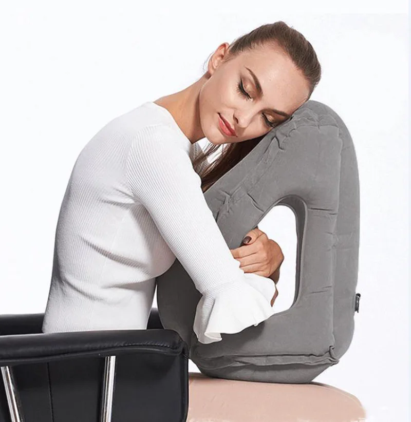 Inflatable Air Cushion Travel Pillow Headrest Chin Support Cushions, Airplane Plane, Office Lunch Rest Neck Nap Sleeping Pillow