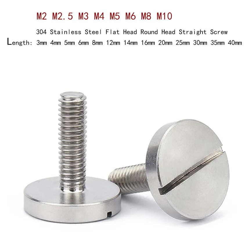 

304 Stainless Steel Flat Head Round Head Straight Head Screw GB833 Slotted Advertising Screw M2M2.2M3M4M5M6M8M10