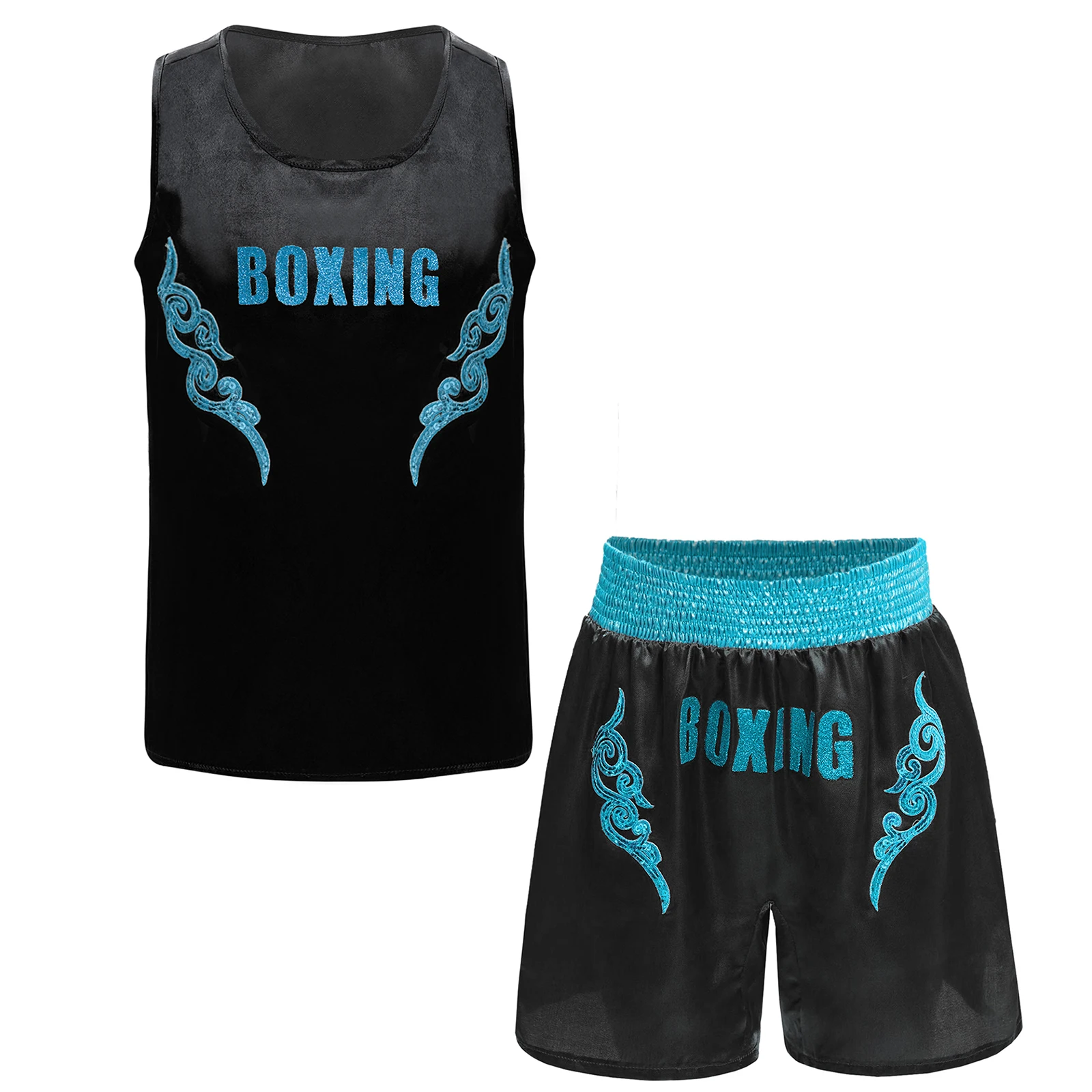 Children Martial Arts Outfit Boys Boxer Training Boxing Outfits Fight Grappling Costume Vest Tank Top + Shorts Muay Thai Sets