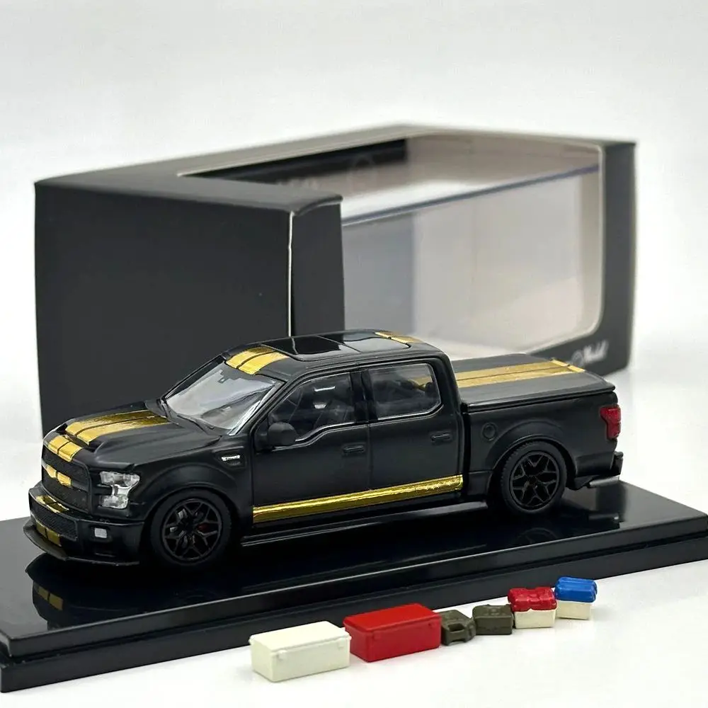 

Funny Model FM 1/64 For SHELBY F-150 Shelby Super Snake Pickup Black Diecast Model Car Miniature Collection - with Accessories