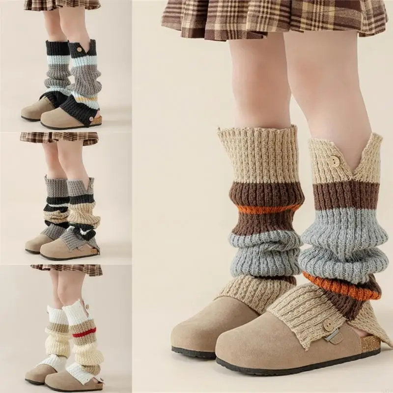 

H37A Autumn Winter Socks Leg Warmer Stockings Retro Socks Girls Knitted Leg Cover Crochet Stockings Socks Ankle Heap Socks