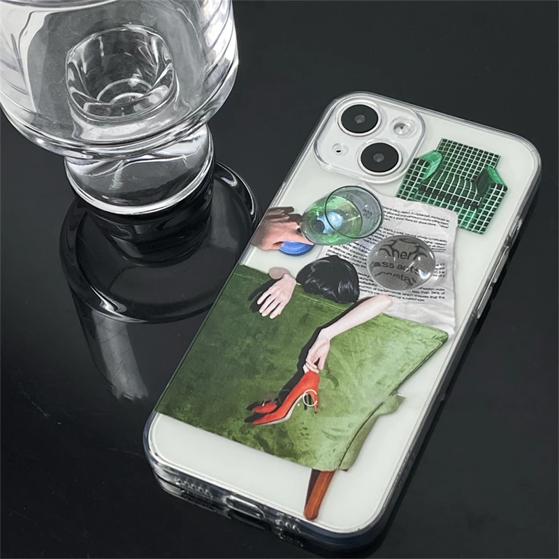 Ins Aesthetic Illustration High Heels Phone Case For Samsung S24 S23 S22 S21 S20 S10 FE Note20 Note10 Plus Ultra Lite 5G Cover