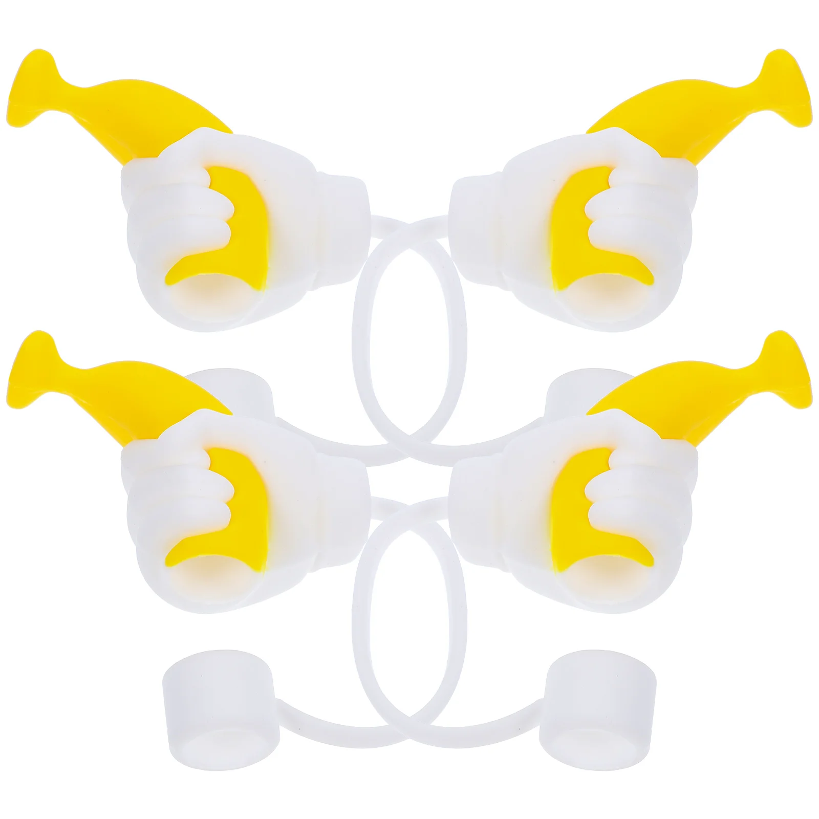 

4pcs Straw Dust Plug Banana Covers Caps Cartoon Drinking Tips Silica Gel Reusable Silicone Party Travel Camping Office Safe