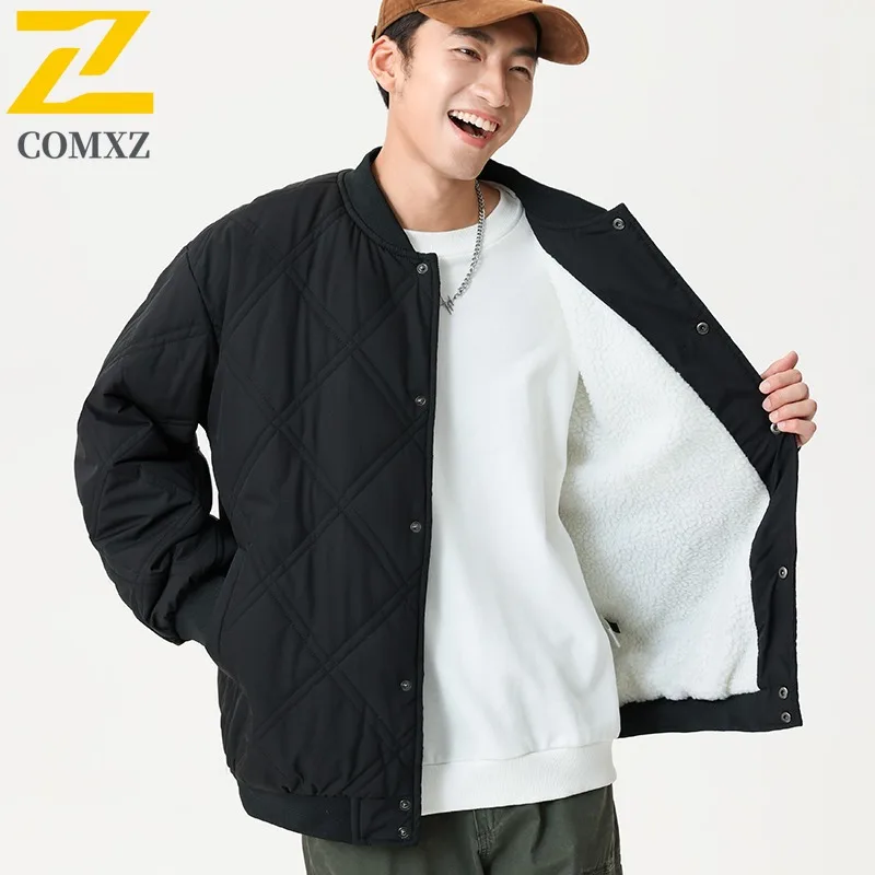 

COMXZ походная мужская стеганая куртка высокого качества с воротником-стойкой ветрозащитная парка однотонная морозостойкая зимняя куртка для кемпинга