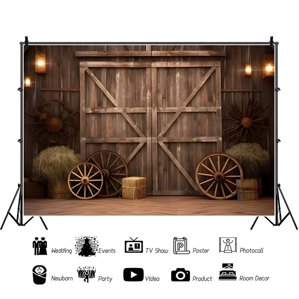 Western Cowboy Backdrop for Photography Wild West Rustic Farm Barn WareHouse Haystack Kids Baby Birthday Party Photo Background