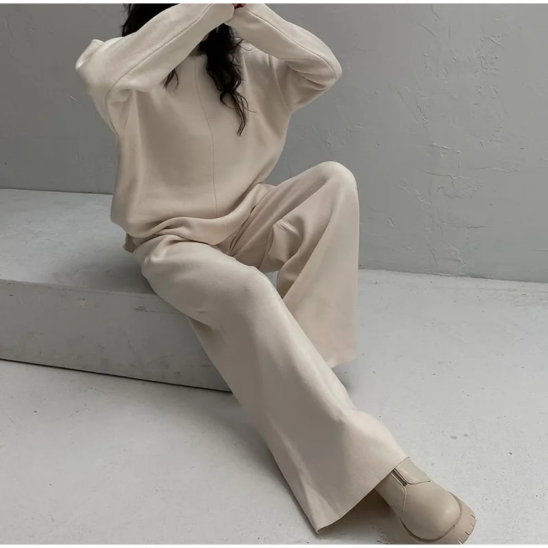 2025 neue Herbst und Winter Einfarbig Lange ärmeln Lose Beiläufige Pullover frauen Gestrickte Pullover High-end-lange Anzug