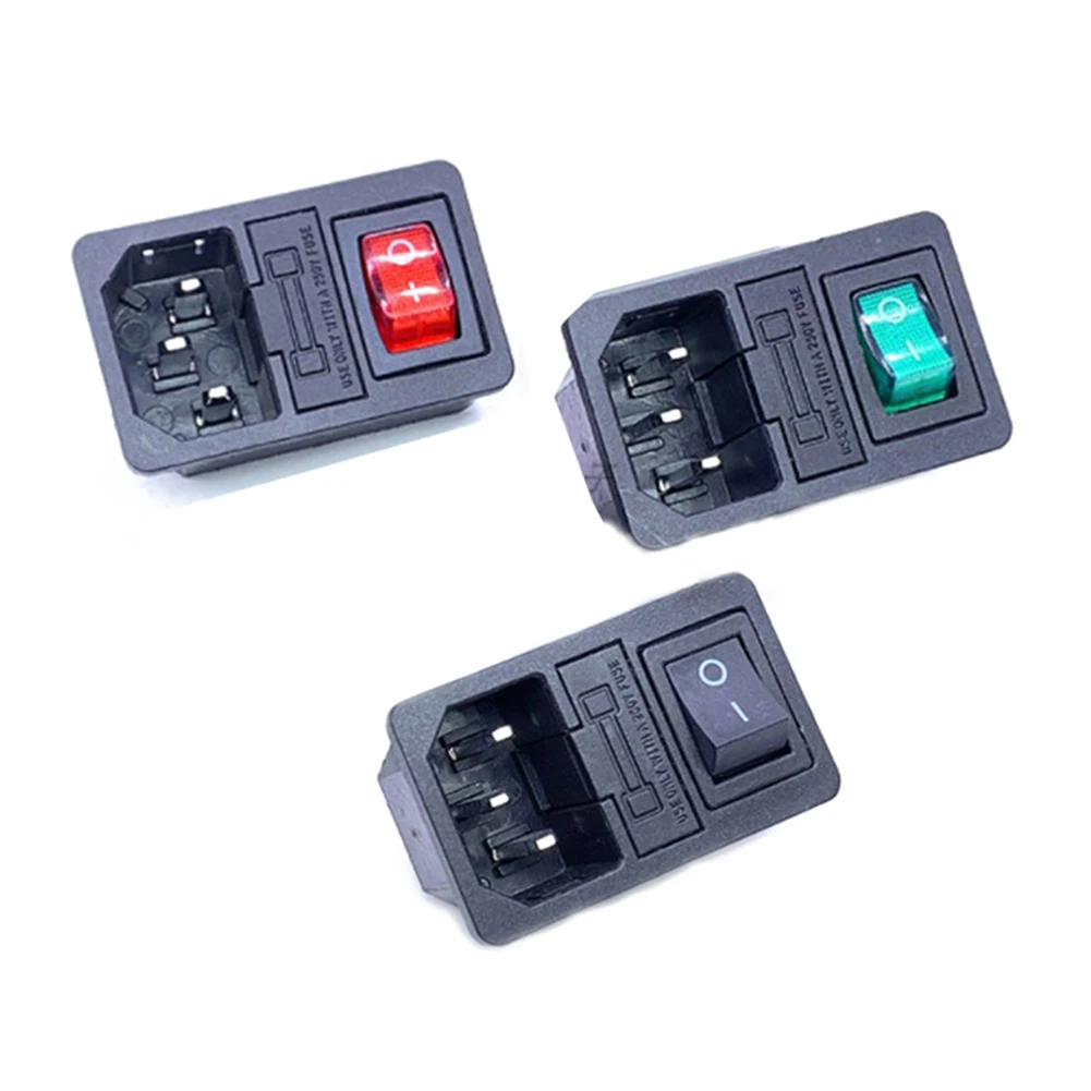 

2PCS 250V 10A 3-in-1 Rocker Switch with Fused IEC320 C14 Power Socket Connector Plug with Overload Protection