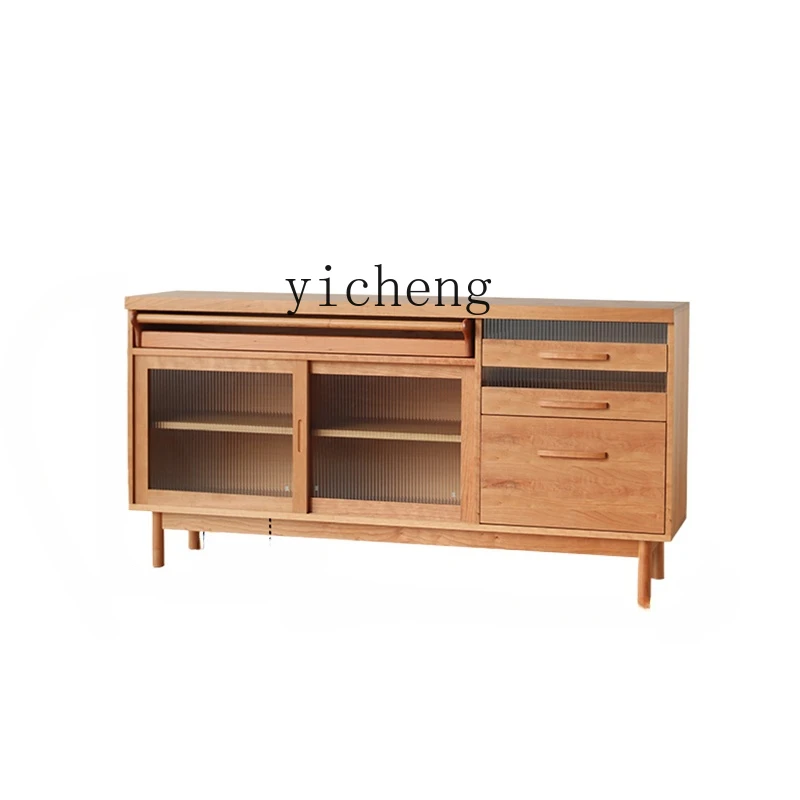 

ZC Japanese-Style Solid Wood Sideboard-Piece Wall-Mounted High Cabinet Tea Cabinet Cherrywood Storage Cupboard