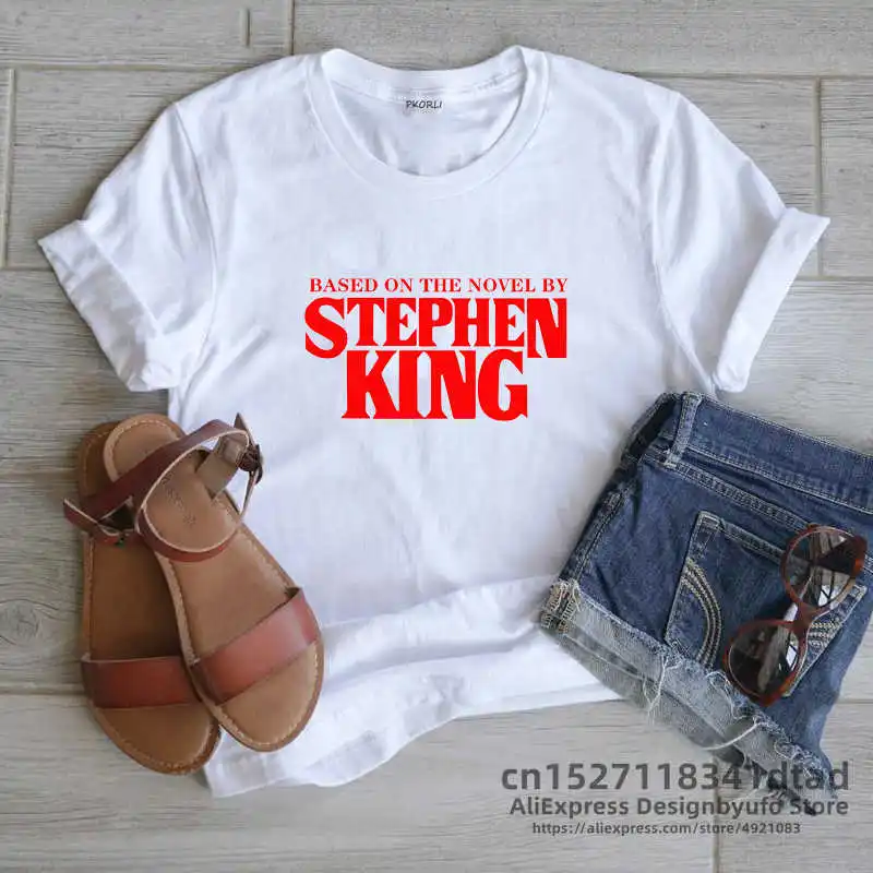 Based on A Novel By Stephen King T Shirt Women Harajuku Retro Clothing Tumblr Horror T-Shirt Funny Letter Print Tee Shirt