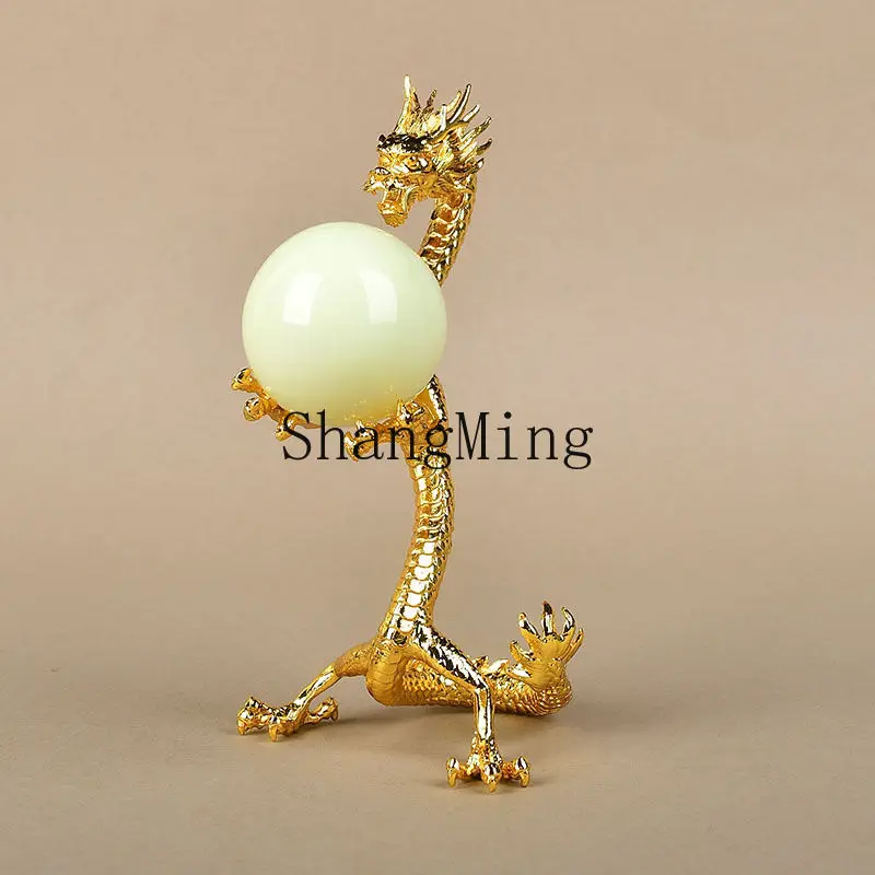 

DSA ornament desktop home decoration metal handicraft gold black dragon luminous ball crystal ball base