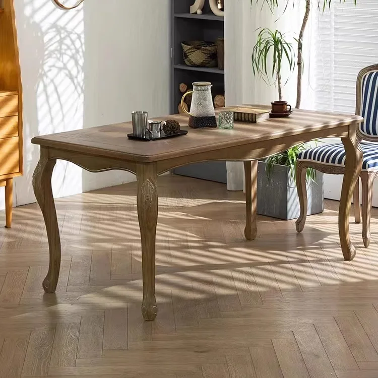 

Настраиваемый американский деревенский обеденный стол в стиле ретро, старая мебель из цельного дерева