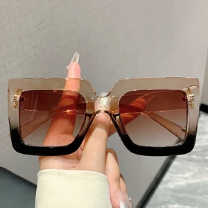 KAMMPT-Óculos de sol para mulher, Sombras de sol, Viagem, Caminhada, Oversize Decoration, Black Design, Vogue, Moda 6 principais vendas oculos feminino vogue - №3