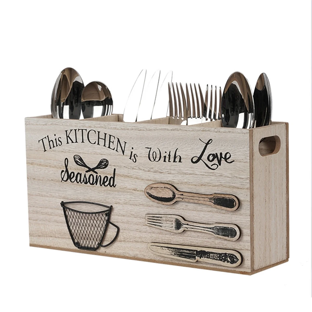 

Ложки, столовые приборы, деревянная коробка для столовых приборов, держатель для столовых приборов, кухонная стойка для кухни и дома