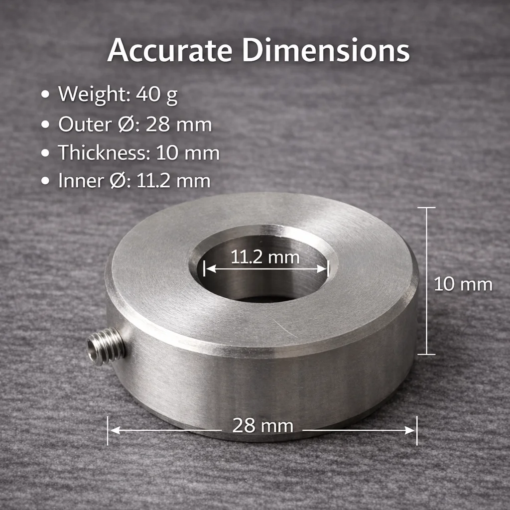 Contrapeso sólido de acero inoxidable de 40g para Marantz, pieza de tocadiscos, fijación mecánica con tornillo de ajuste