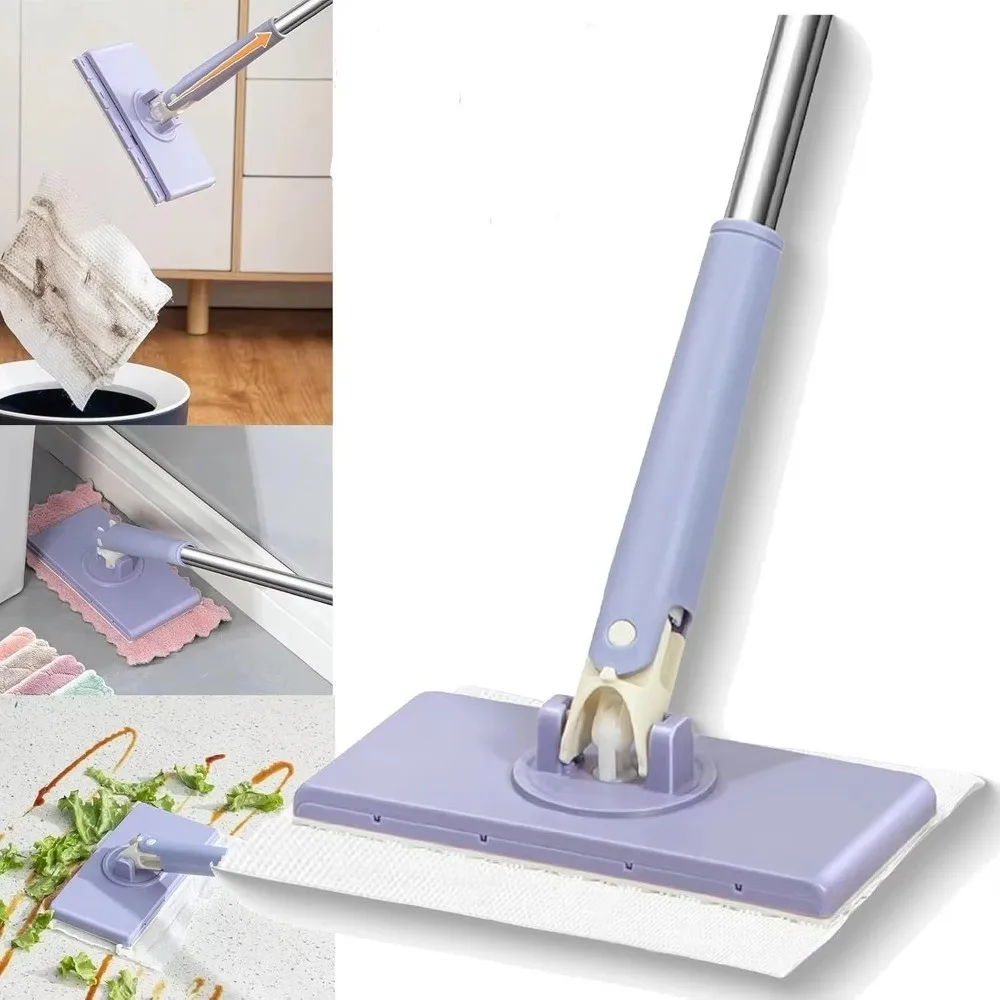 Snap-Grip Clever Mini Mop Wet and Dry Use Convenient Automatic Cloth Changing No Wash Lazy Mops Home Cleaning Tools