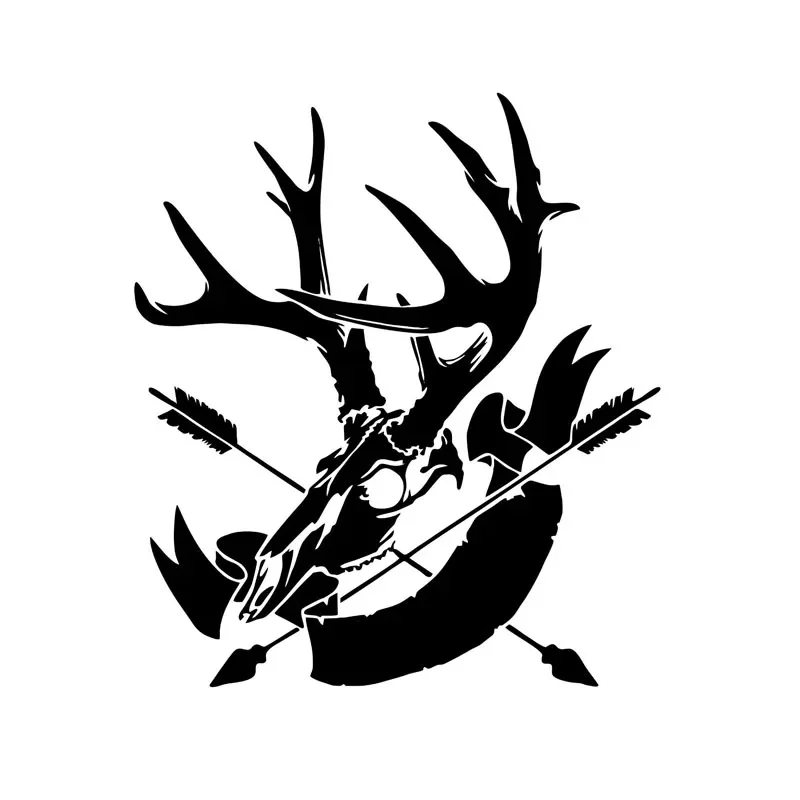 Hunting Head Hunter Deer Bow Arrow Car Sticker Vinyl Decal Black/Silver 17.8CM*15.7CM