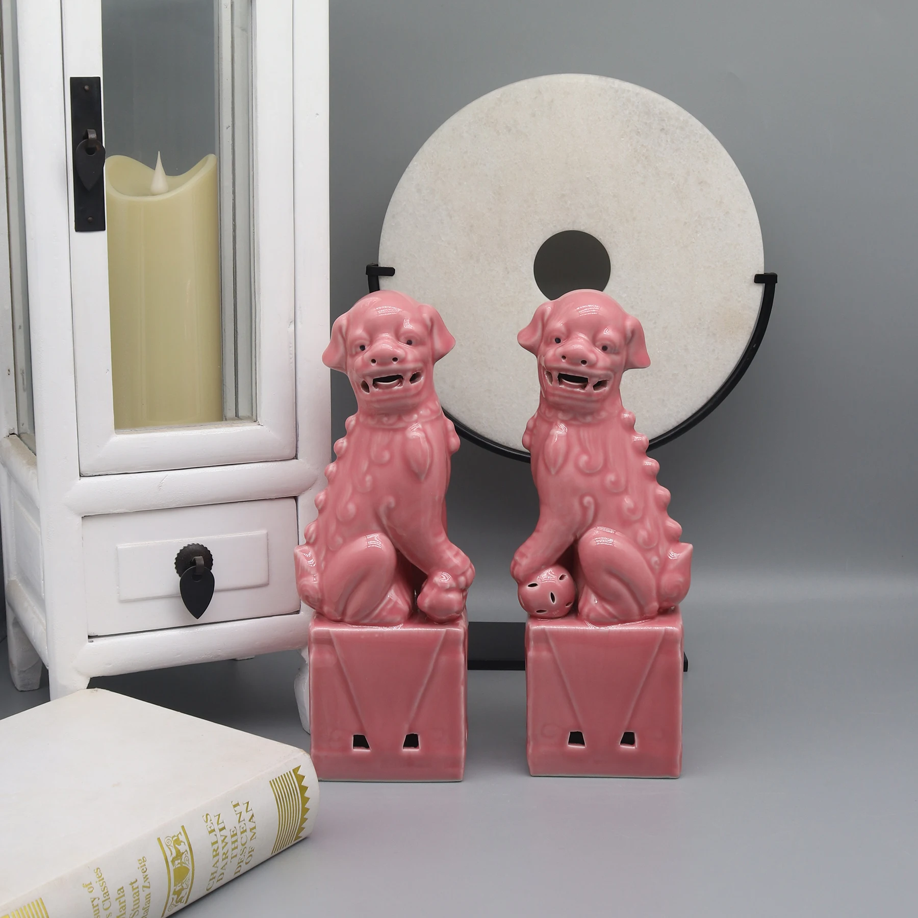 Paar Foo Dogs, Fu Dogs, Buddha Dogs, chinesische Wächterlöwen, Keramikskulptur, Heimdekoration – Detail 17