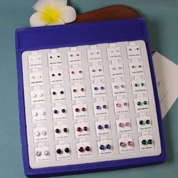 1Set 36Pair Women Rhinestone Zircon Silver Plated Stud Earrings Sets For Fashion Woman Jewelry Wholesale LR5001
