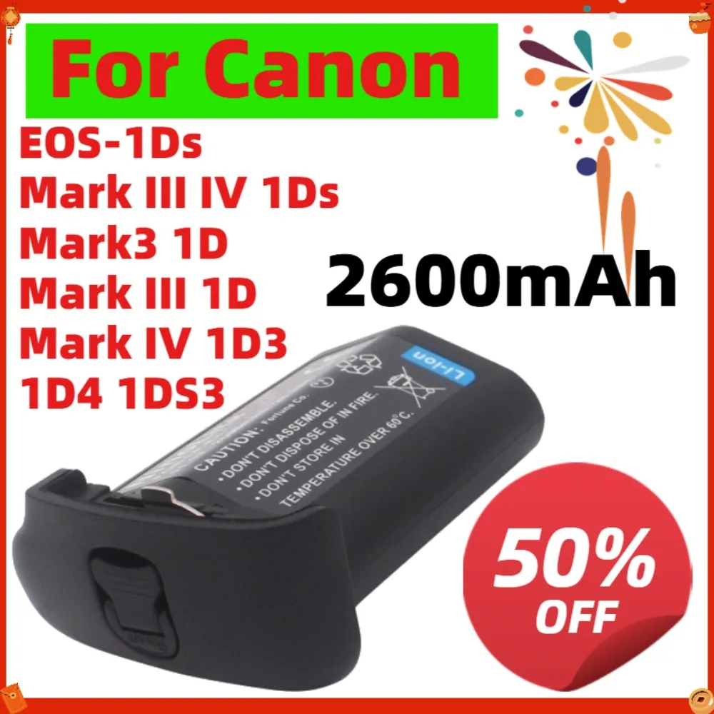 2600mAh LP-E4 Battery For Canon EOS-1Ds Mark III IV1Ds Mark31D Mark III 1D Mark IV 1D3 1D4 1DS3 Camera High Capacity Replacement