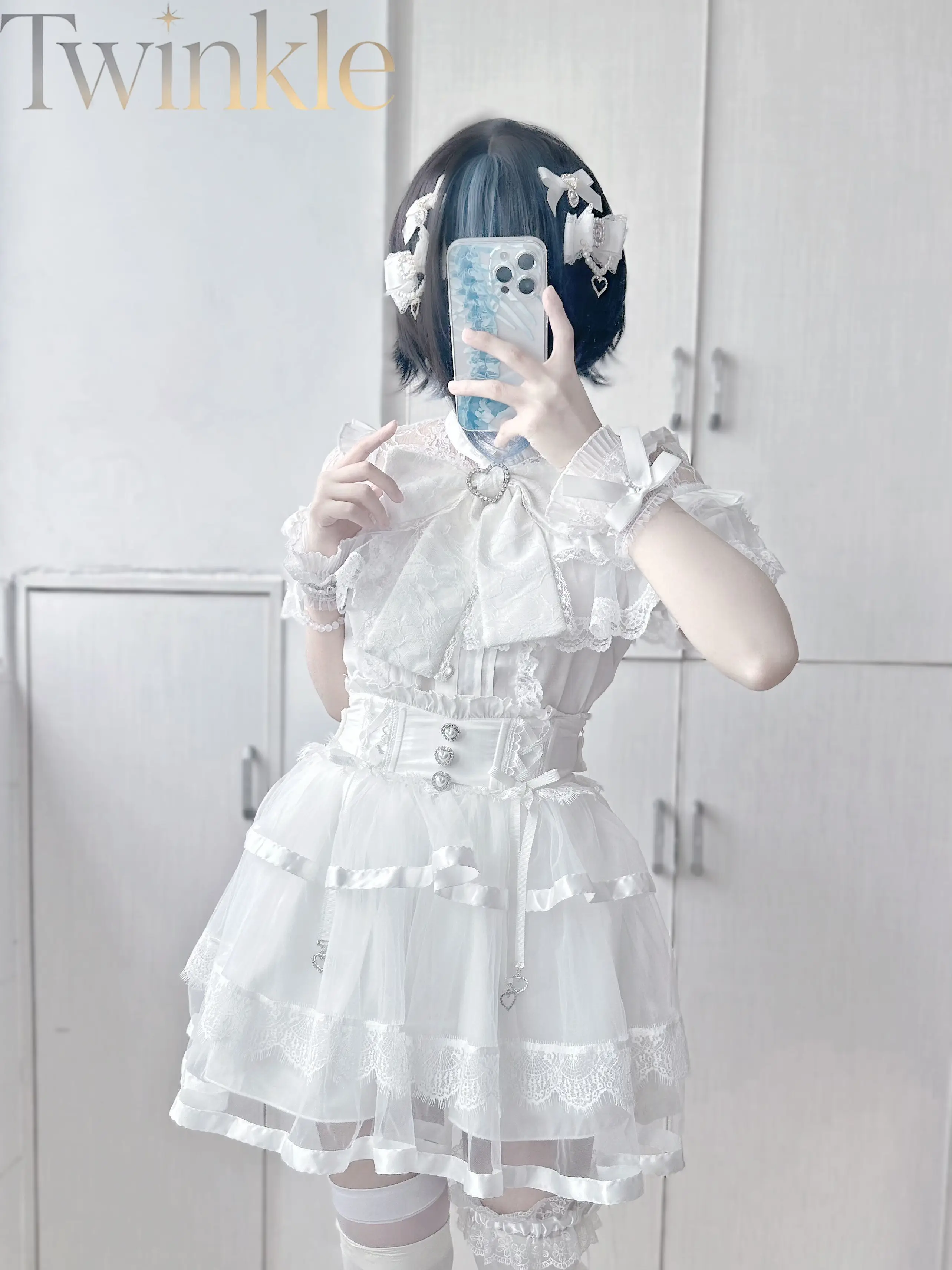 Women's Japanese Lace Blouse Cute Bow Lolita JK Style Embellished Shirt Short Long Sleeve Black White Top