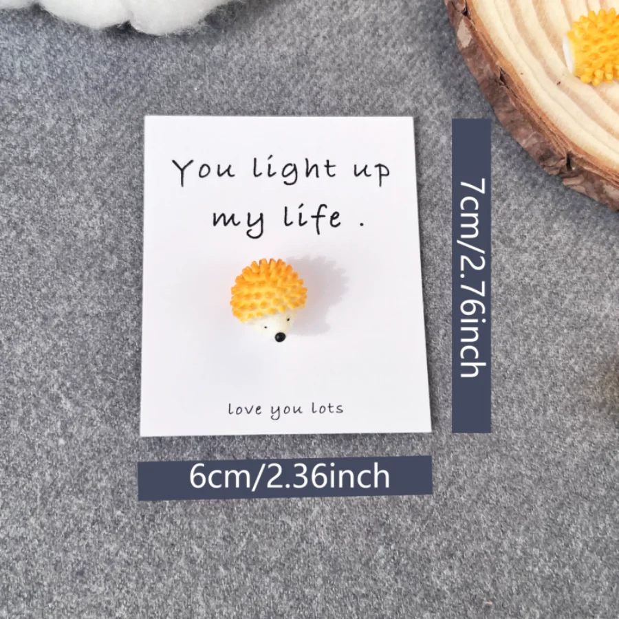 1set, Anniversary Card For Husband Or Wifem,Mini cute little hedgehog, little yellow duck encouraging resin card, I Love You Gif