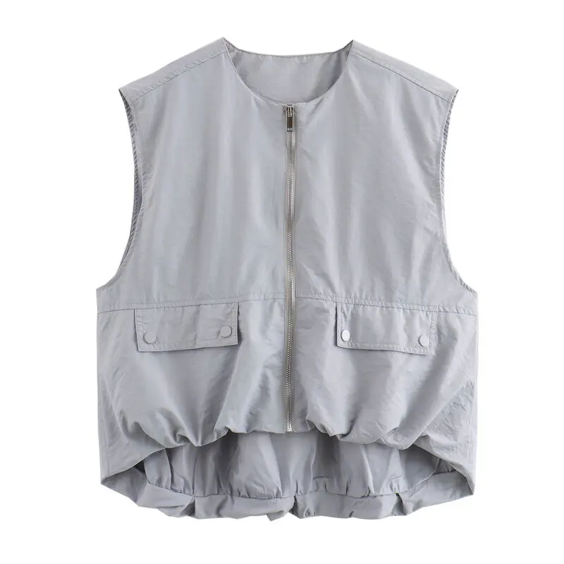 

Casual Cotton Tank Top round Ne Svel Commute Wear Summer 2024 ort Sle Zipper Closure Versatile Sle