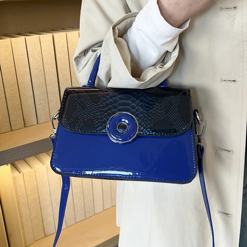 Mini Small Square Bag Luxury Purple Shoulder Bag For Women patent leather Crossbody Bag Soft Top Handle Tote Designer Handbag