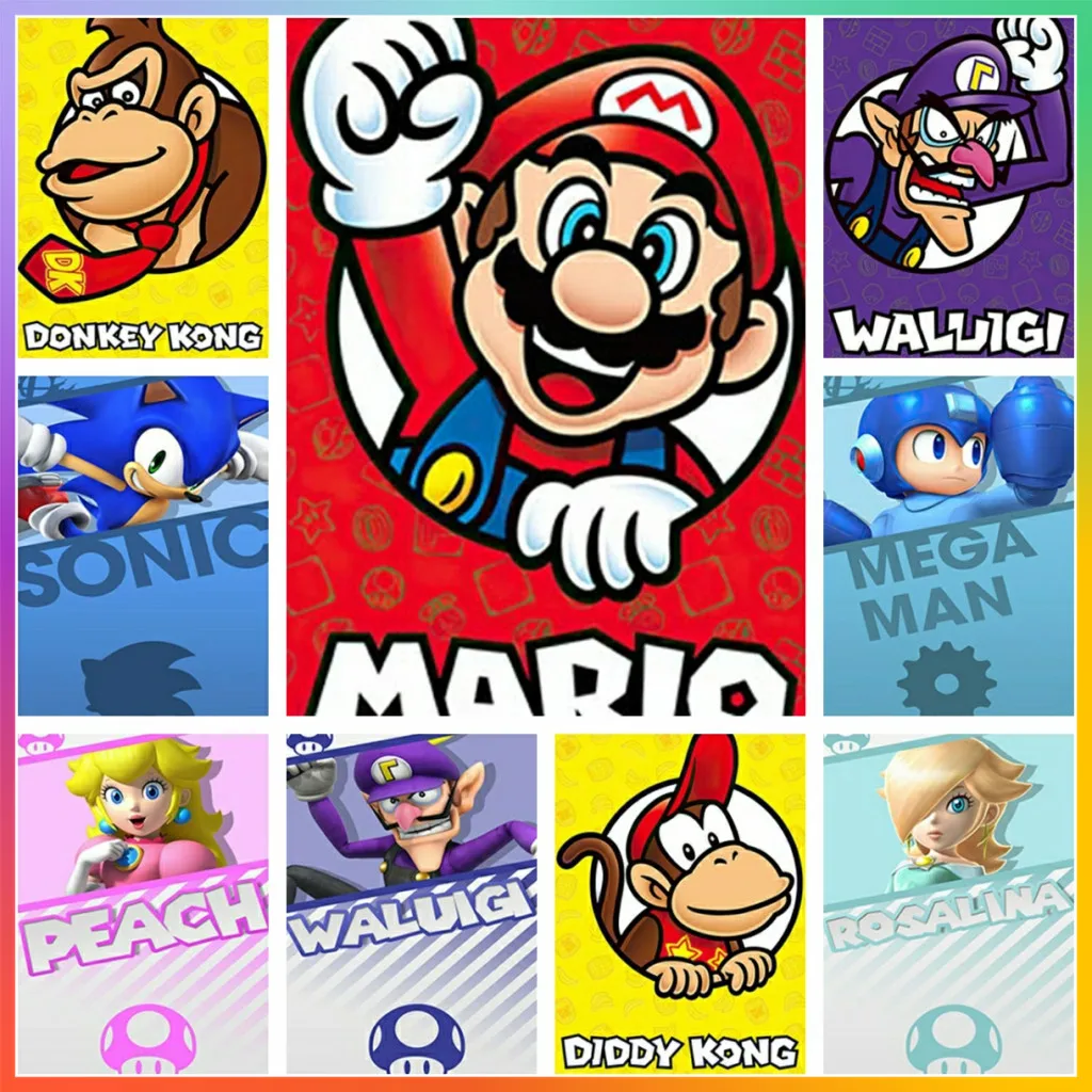 Super Mario Bros Anime Luigi Yoshi pintura de diamante punto de cruz 5D DIY patrón rompecabezas píxel mosaico bordado decoración de la habitación lienzo