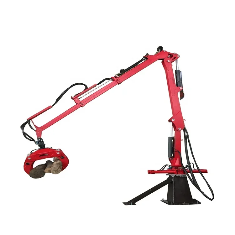 Customized Forest Log Crane With Grapple And Clamp 360 Degree