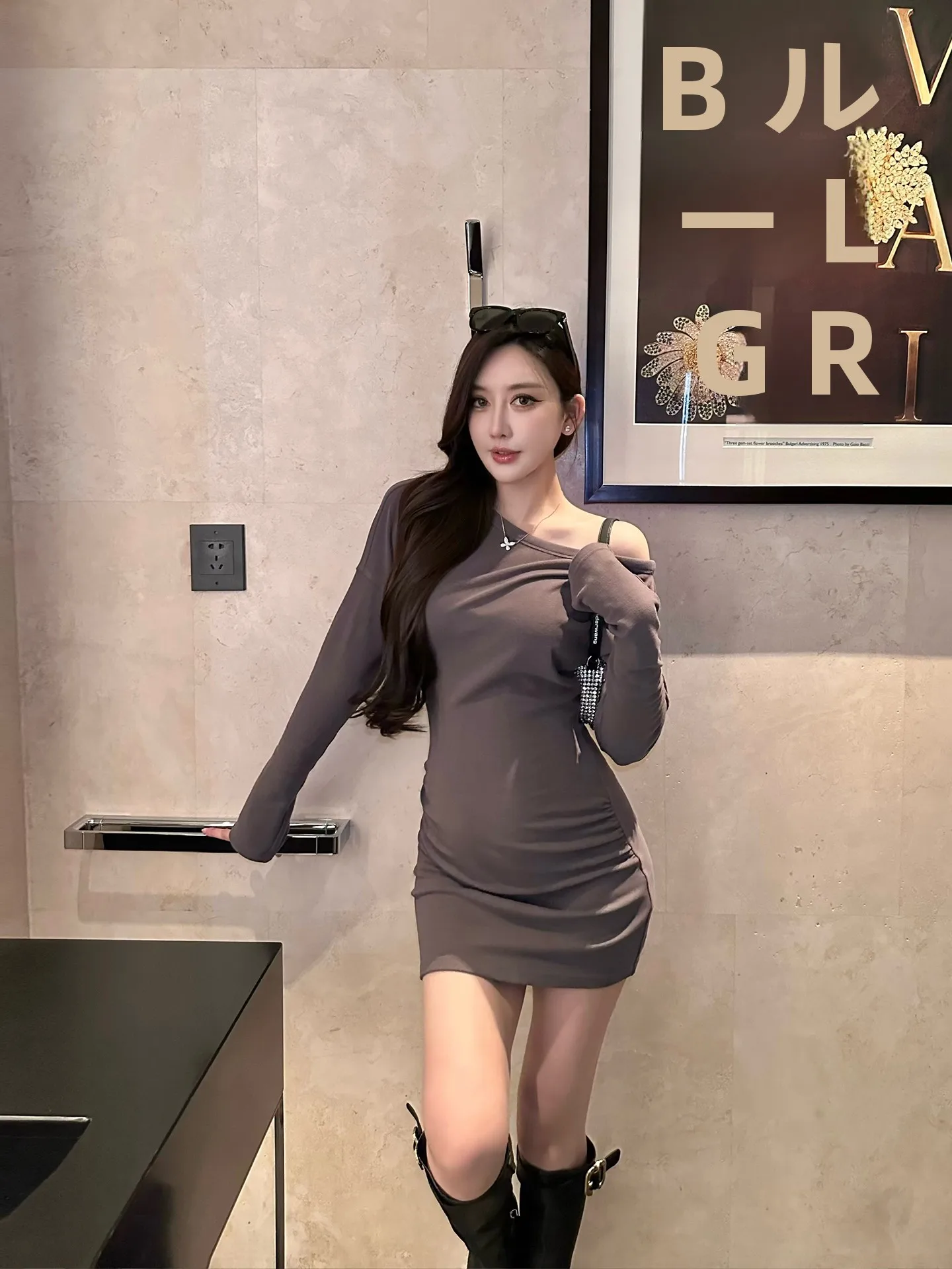 

Sexy Batwing Sve Knitted Dr XiXin Irregular Collar Bare oulder Floing Women's Faion Spring Autumn Winter Skirt