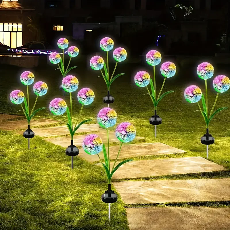 2025 Solarflare Solar-Powered LED Dandelion Lights Plastic Stake Garden Decor Lamp Waterproof Outdoor Floral Ambiance Lighting