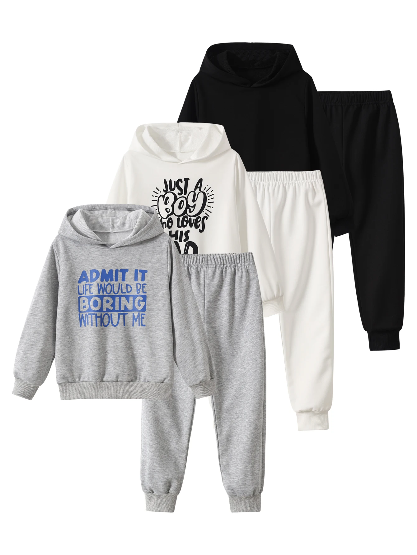 

Комплект из 6 штанов с капюшоном для мальчиков, повседневная одежда с длинными рукавами, осенне-зимняя удобная игровая одежда, детская модная одежда