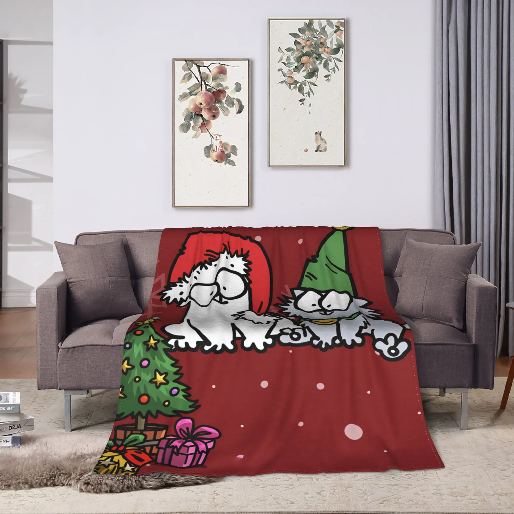 Cartoon Simons Cat Blanket Cute Camping Flannel Throw Blanket For Couch Bed Warm Soft Design Quality Bedspread Gift