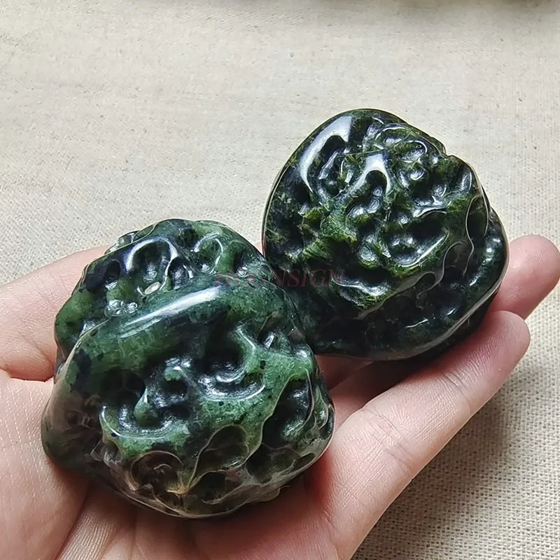 Genuine natural medicine king stone walnut handball health dark green jade fitness ball strong magnetic jade handball male to