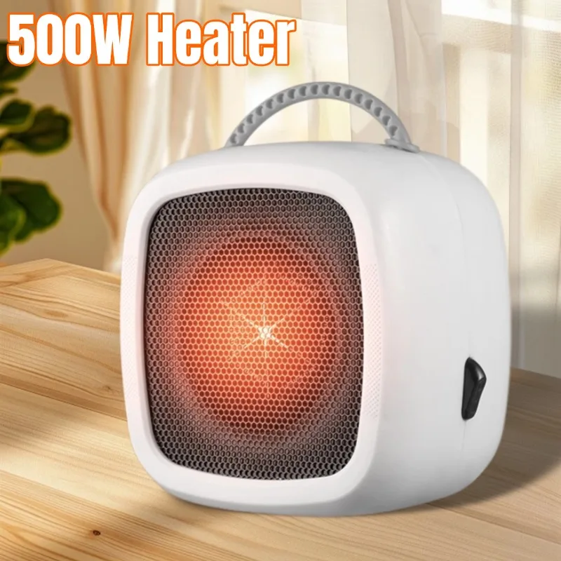 

Portable Small Space 500W Heater Fast Heating Lightweight Desktop Warm Air Heater Indoor Office Household Warmer Fan