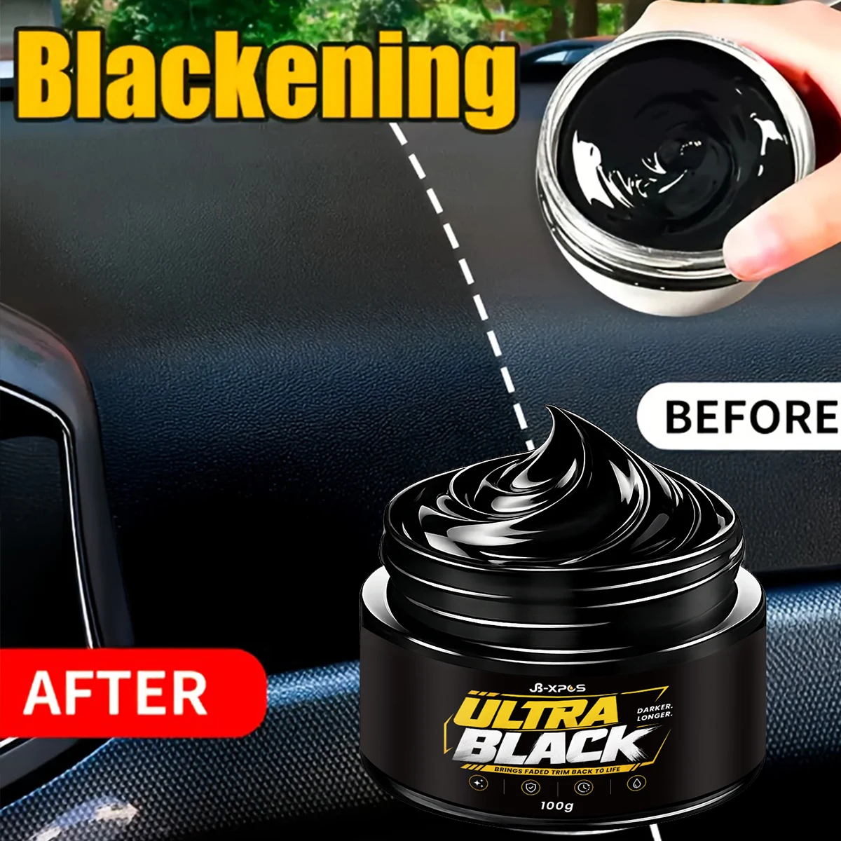 Car Plastic Restorer Cream Paste Interior Faded Black Plastic Rubber Restore Anti-UV Scratch Repair Dashboard Bumper YT2044