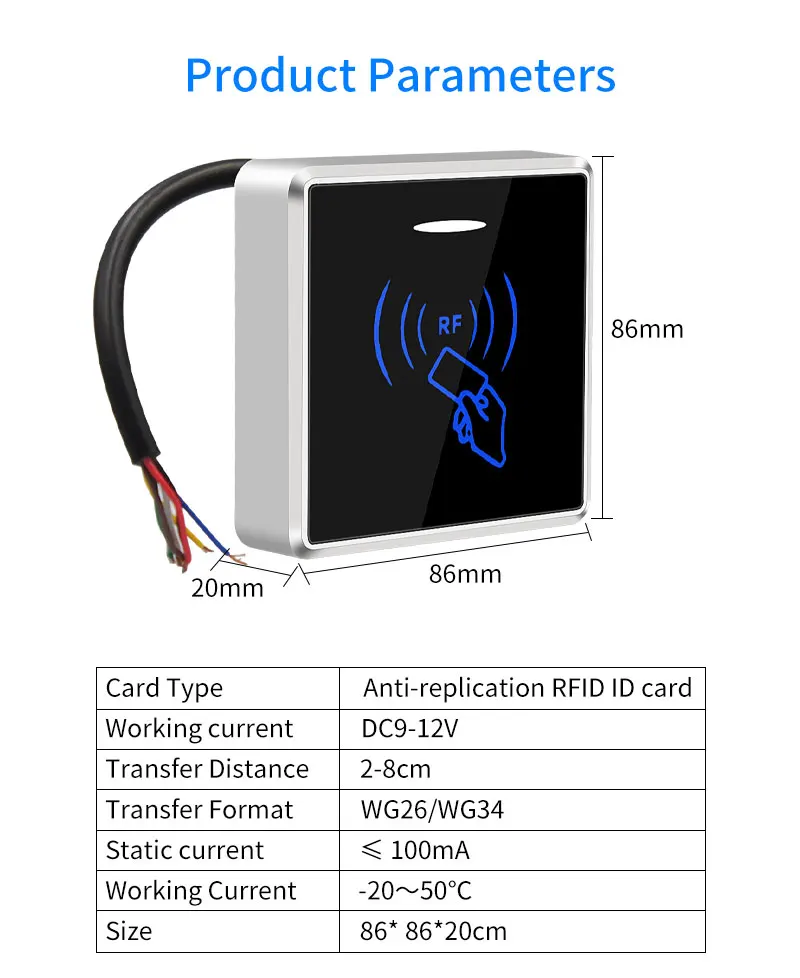 S20x Encrypted Anti-piracy Access Control System Kits Card Reader Wiegand Output 125khz RFID Card Uncopyable Flipper Zero