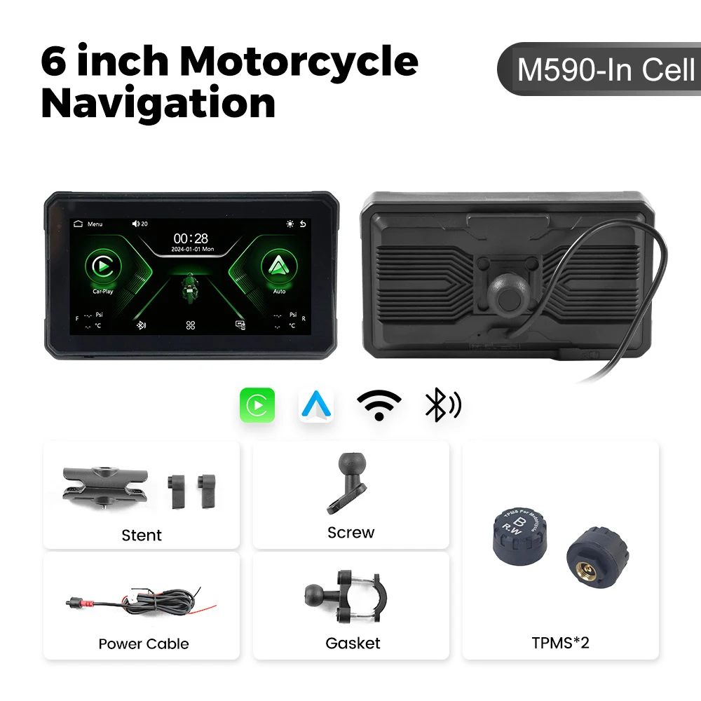 

2025 New 6"Motorcycle GPS Navigation Recorder Wireless CarPlay Android Auto Multimedia Player IPX8 Waterproof Screen Bluetooth