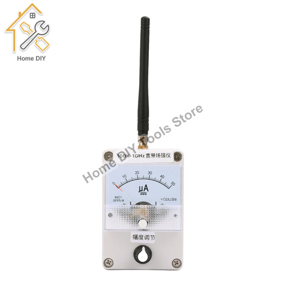 100KHz-1000MHz Field Strength Indicator Meter High Sensitivity Adjustable Pointer Amplitude RF Signal Level Meter with Antenna