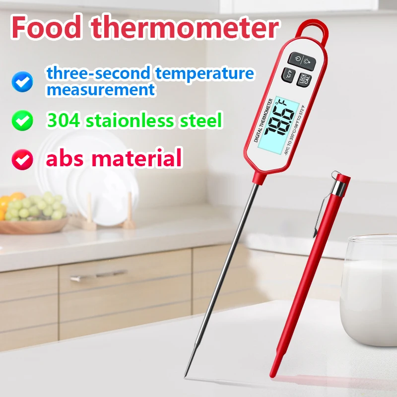 Digital Meat Thermometer  Instant Read Backlit Display, Food Cooking BBQ Probe For Water Milk Oil Liquid Oven Temperature