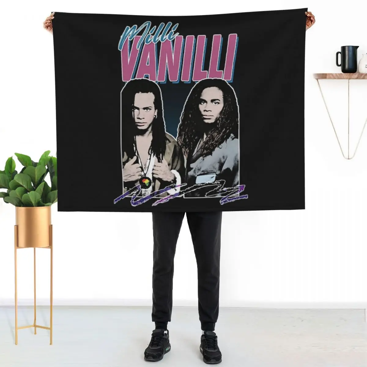 Milli Vanilli T-ShirtMilli Vanilli - 80's Fanart Aesthetic Design Tribute Throw Blanket Flannels Hair Baby for sofa Blankets