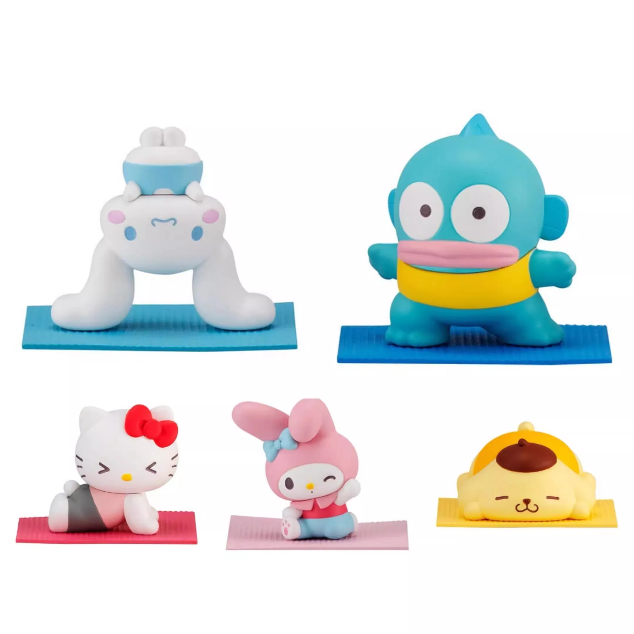 Bandai Original 5Pcs Gashapon Yoga Hello Kitty Sanrio Anime Figure Toys For Kids Gift Collectible Model Ornaments