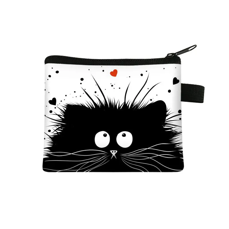 Niedliche Katze drucken Mini Münze Brieftasche Tasche Karten halter ID Kredit halter Tasche Frauen Mädchen Kinder Geldbörsen Kosmetik tasche Münz