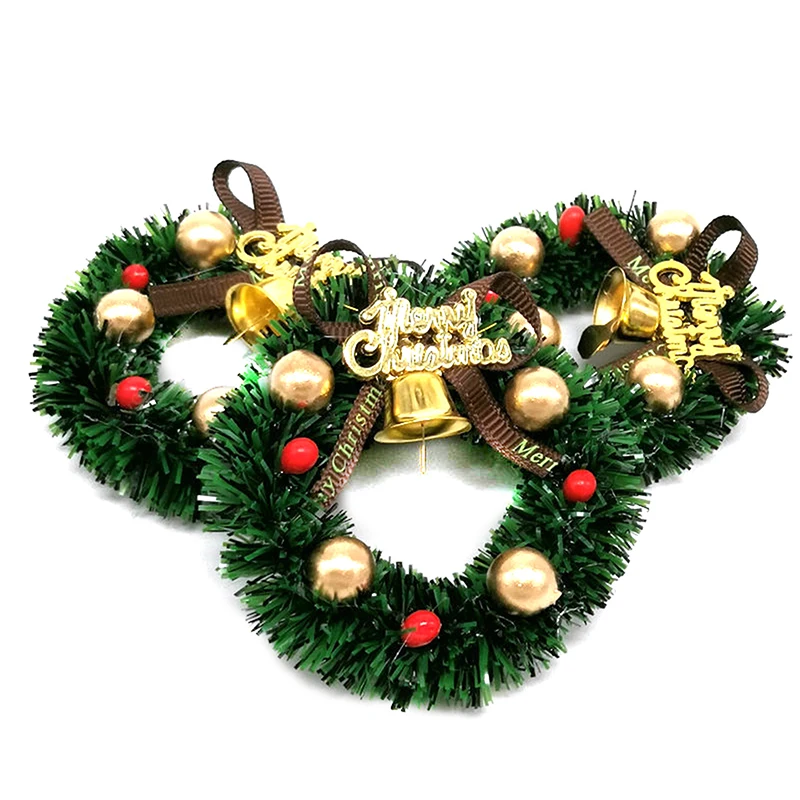 Casa de muñecas en miniatura, guirnalda navideña, corona de trineo de Navidad, decoración del hogar, accesorios decorativos para casa de muñecas, juguetes para niños, regalo para niños