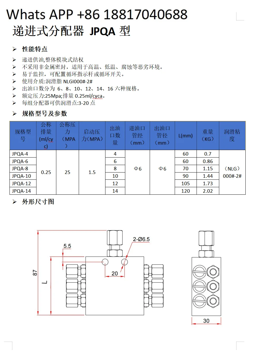 SSV الموزع شاحنة المضخة رصف صمام كتلة زبدة الموزع صمام توزيع الشحوم JPQ التقدمي #5