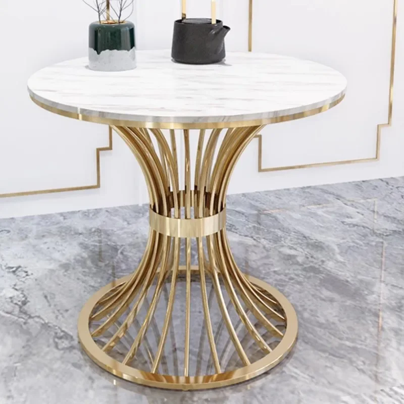 Luxury Marble Table Modern Apartment Sofa Table Creative Iron End Side Table Small Round Coffee Table Golden Round Table