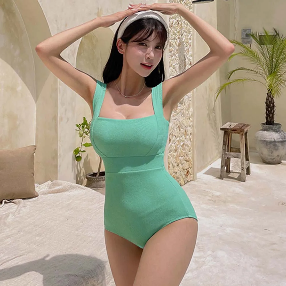 

New Women One Piece Shoulder Strap With Waist Cinching And Backless Sexy Vacation Bikini Swimsuit Swimwear Beach Biquini For