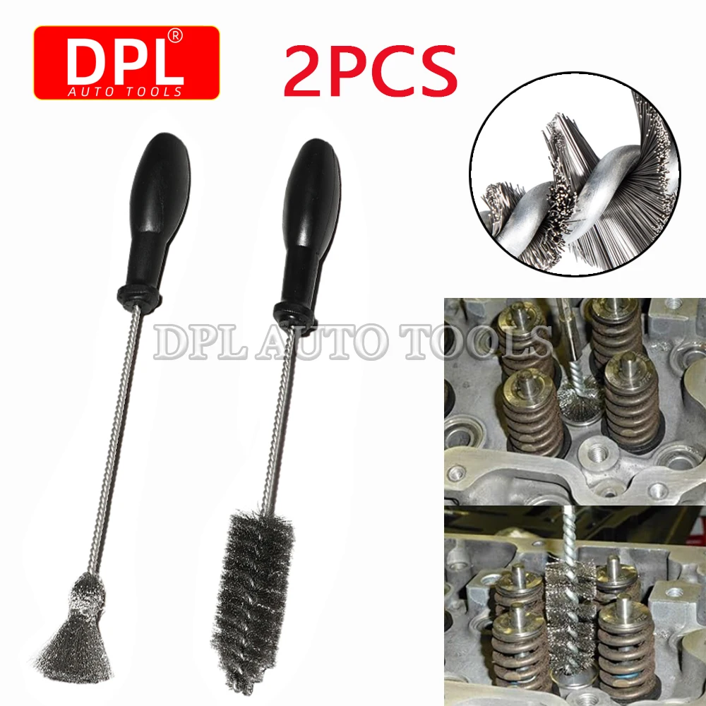 2pcs Injector Sleeve Cup Bore Seat Cleaning Brush Kit For Ford Powerstroke 7.3L 6.0L 6.4L 6.7L 1994-2018 Caterpillar 3126 C7 C9