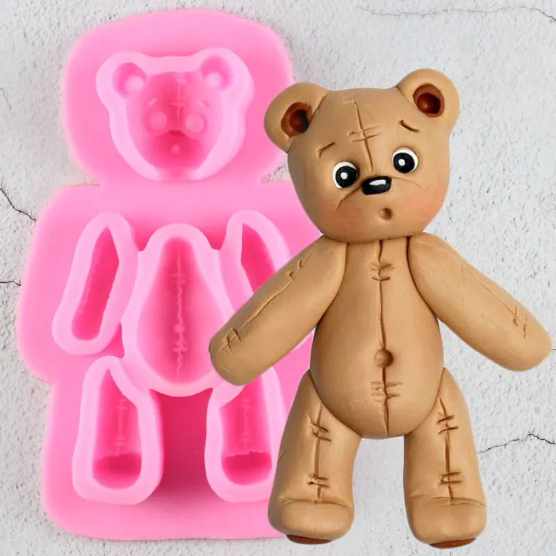 

Baby Party Bear Silicone Mold Cupcake Topper Fondant Cake Decrating Tools Cookie Baking Confectionery Chocolate Gumpaste Moulds